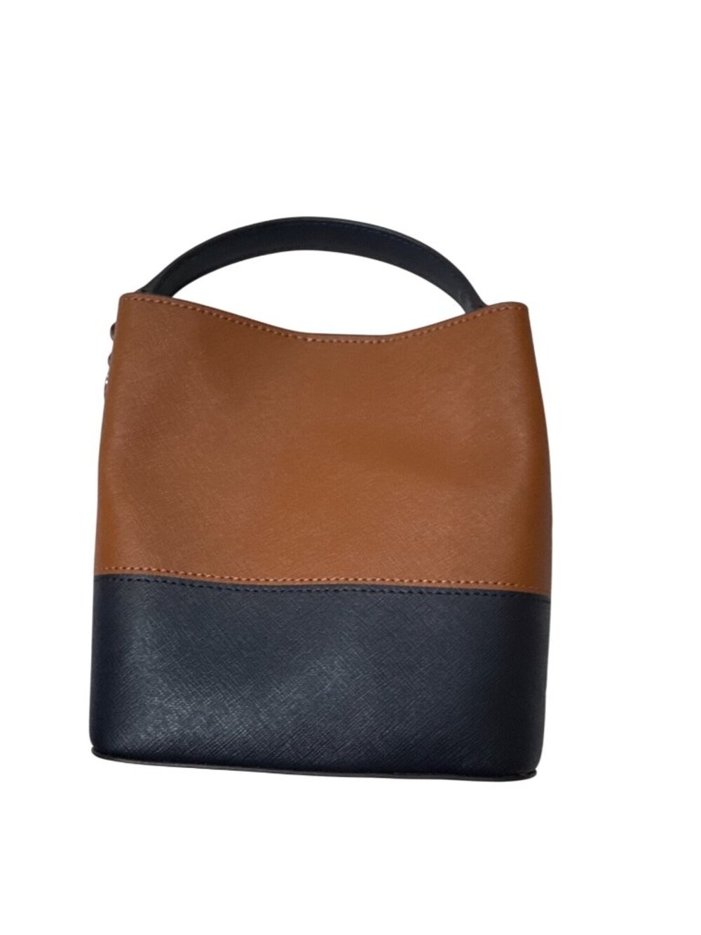 Lauren Ralph Lauren Small 2 Tone Leather Reese Bucket Bag Tan/Navy (no long stra - Picture 8 of 12